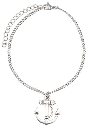 It's All About...you! 7.5” - 9.5” Stainless Steel Ankle Bracelet With Alloy 24Mm Anchor Nautical 50D #TOP5