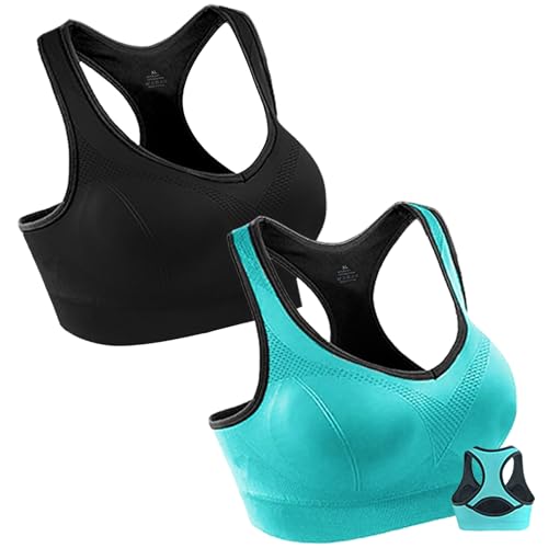 Double Couple Sports Bras for Women Racerback High Impact Support Workout