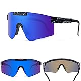 Rawrr Fahrradbrille Polarisierte Sportsbrille,HD Bunte Sonnenbrille mit TR90 UV400-Schutz Winddicht Radsportbrille für Herren Damen Radfahren Fahren Motorrad Golf,Dunkelblau