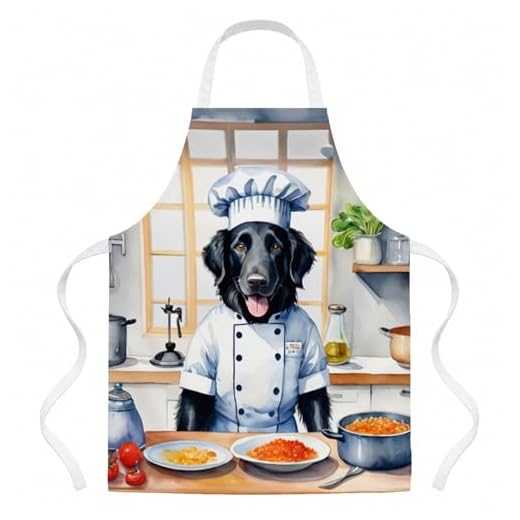 Caroline's Treasures Flat-Coated Retriever The Chef Apron Cooking Kitchen Server Baking Crafts Gardening for Adult Women Men, Unisex, Large, Multicolor