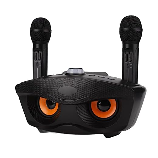 Sistema de microfone sem fio, conjunto de microfone sem fio duplo, sistema de karaokê Bluetooth estéreo KTV doméstico, karaokê de coruja inovador, entrada auxiliar de suporte, cartão de memória e disc