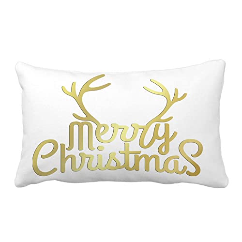 FossenHyC Fundas Cojines Navidad Rectangular Linters de algodón, 30x50 Funda de Cojín Decorativo de Pascua - Funda de Almohada de Muñeco/Copo de Nieve, Alces para Hogar Casa Sofá Jardin Cama