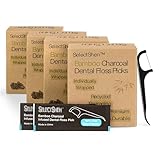 Dental Floss Picks-200 Count Individually Wrapped, Strong Charcoal Floss for Tight Teeth, Gum Health, Plaque Removal, Travel & Daily Oral Hygiene Friendly by SelectShen™