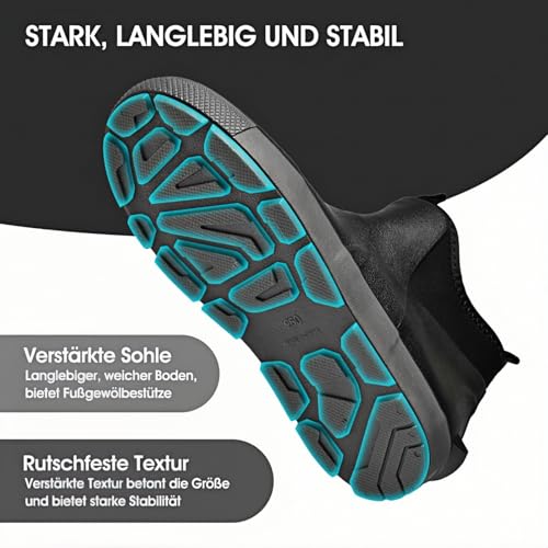 GemChve Gummistiefel Herren,Gartenschuhe herren Kurze,Chelsea Boots Damen,Arbeitsschuhe Gummistiefel Halbhoch,Deckstiefel Wasserdicht Rutschfest Geeignet Regentag Reisen Angeln Black44EU