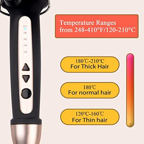HanniBuy Curling Wands 25MM, Curling Irons with Ceramic Coating for Long Short Thick Fine, Professional Hair Curler with Glove 120  ~ 210  Adjustable