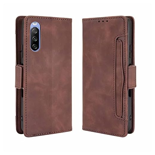 SOUFU cover till för SONY Xperia 10 III, vintage läder flip plånbok fodral med TPU inre skal,för SONY Xperia 10 III-brun