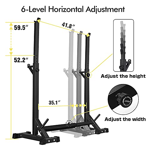 Canpa Adjustable Squat Rack Stand Multi-Function Barbell Rack Weight Lifting Gym Dumbbell Racks Home Gym Bench Press Rack Dumbbell Racks Stands 600Lbs （Black) #TOP3