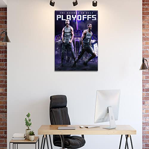 Sacramento Kings Poster 2023 De’aaron Fox Sabonis Sports Basketball Superstar Canvas Wall Art Modern Inspirational Wall Decor Print Painting For Bedroom Livingroom Dorm (Black02,12X16 In Unframed) #TOP2