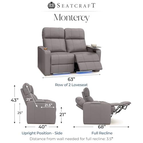 Image of Seatcraft Monterey Home Theater Seating Gray Row of 2 Loveseat