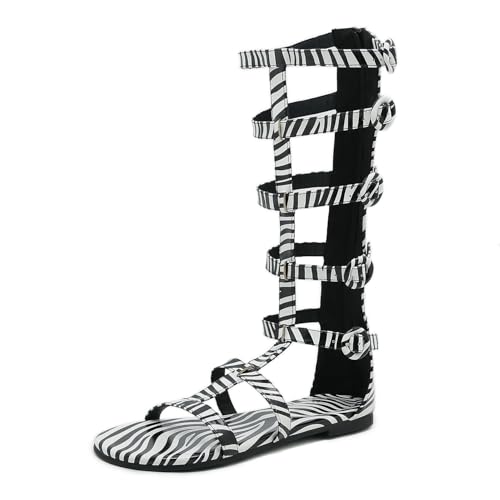 Bottes d'été réglables ajustement parfait à boucles pour femme motif zébré 39.5
