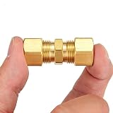 Litorange 3 Pack Metals Brass Tube Fitting Fuel Brake Line Adapter Compression Union 1/4" x 1/4" Tub