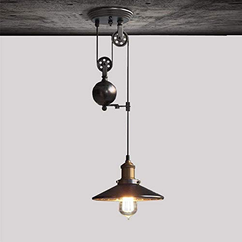 Lustre suspension industrielle noire E27 réglable pour salon et loft