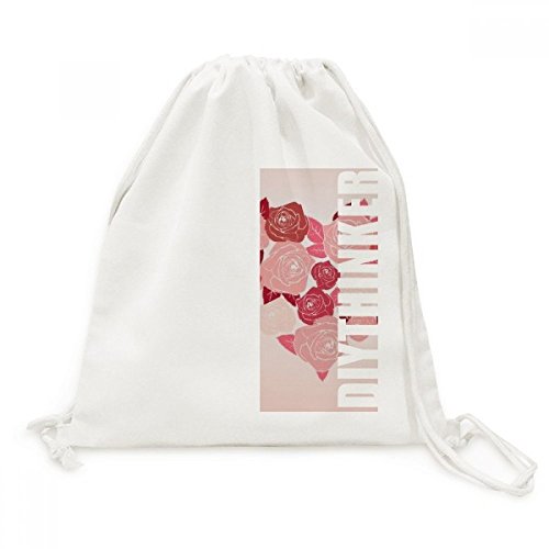 Sac de voyage en toile à cordon avec motif roses romantiques