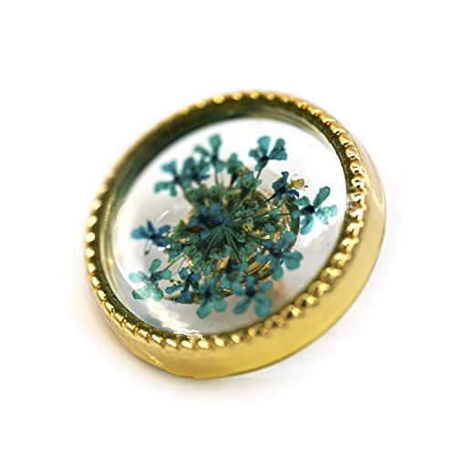 Craftisum Cyan-Blue Flower Inclusion Glass Sewing Shank Buttons 20 Pcs - 18Mm, 23/32" #TOP6