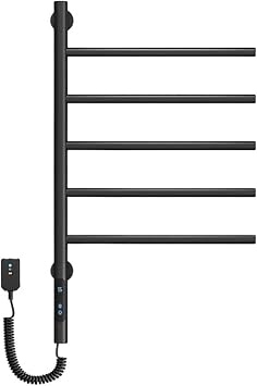 Bathroom Electric Towel Rack Stainless Steel Smart Digital Display Temperature & Time Control Heated Towel Bar Drying RackBlack,110V 60hz US Plug