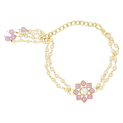 Image of I Jewels Womens Designer Pearl Rakshabandhan Lumba Bracelet For Bhabhi /Sister