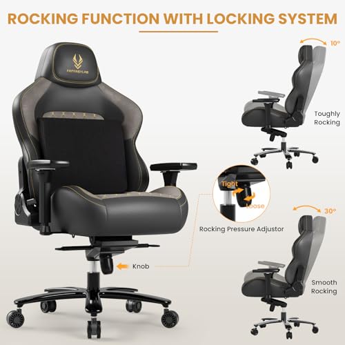 Fantasylab Big and Tall Gaming Chair 440LBS Heavy Duty High-Back Computer Chair with Memory Foam Lumbar Support, 4D Adjustable Armrests, Metal Base, Swivel & Recline for PC Gaming and Office - Image 3