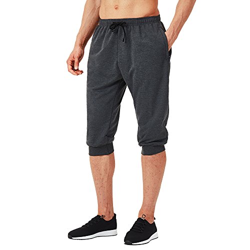 NAVISKIN Men's 3/4 Workout Training Jogger Capri Pants Athletic Gym Running Yoga Shorts Zipper Pockets