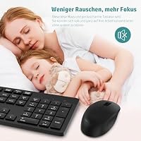 LeadsaiL K786 Tastatur Maus Set Kabellose, Tastatur und Maus, QWERTZ Deutsches Layout Funktastatur mit Maus, Flüsterleiser Tastenanschlag, 2.4 GHz mit 2-in-1 USB Nano Empfänger für PC/Laptop(Schwarz) – Ansicht 5