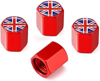 4PCS Tire Valve Stem Caps, Aluminum Tire Valve Cap Set, Tire Air Caps Metal with Plastic Liner Corrosion Resistant Leak-Proof for Cars Trucks Motorcycles SUVs and Bikes(Red)