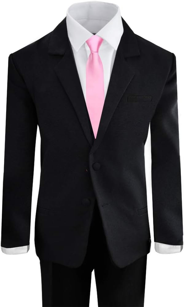 Black n Bianco Boys' Formal Black Suit with Shirt and Vest