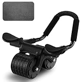 Bauchroller, Bauchtrainer mit Ellbogenunterstützung, Ab Roller Wheel mit Automatische Rebound, Bauchmuskeltrainer mit Kniematte für Hausausbildung, Bauchmuskeltraining Doppelrädern Stabiler