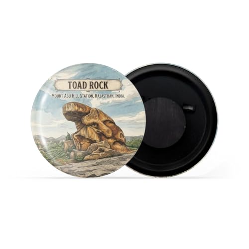 Image of dhcrafts Fridge Magnet Multicolor Rajasthan Toad Rock Mount Abu Rajasthan Glossy Finish Design Pack of 1 (58mm)