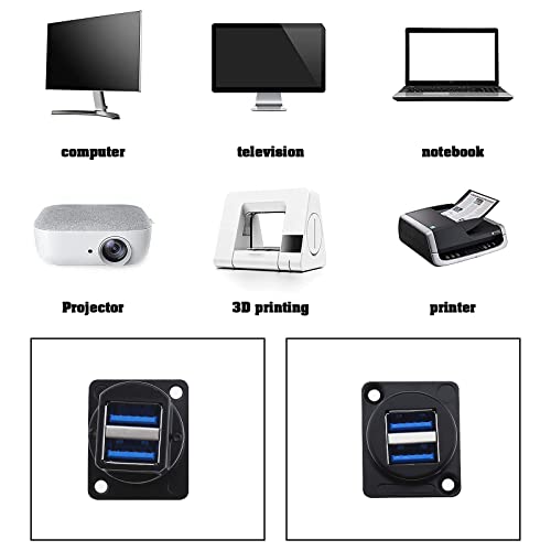 Create idea Dual USB 3.0 D Panel Solderless Connector USB 3.0 Female to Female Coupler Socket Panel Mount Pass Through Adapter Transmission Speed 5.0Gbps - Image 3