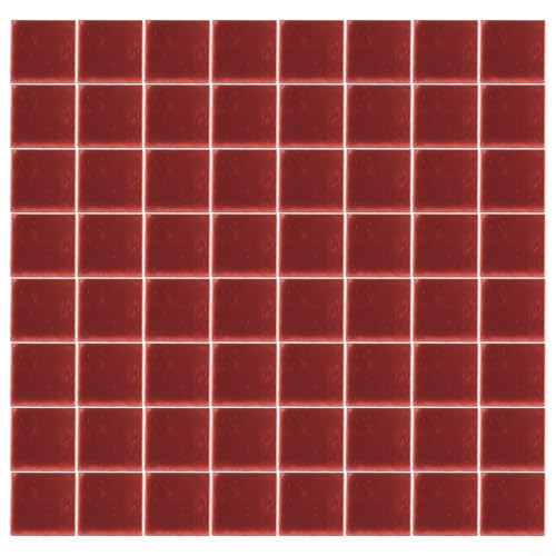 Dale vida a tus paredes con un paquete de 100 azulejos de mosaico de vidrio de 20 x 20 mm (rojo)
