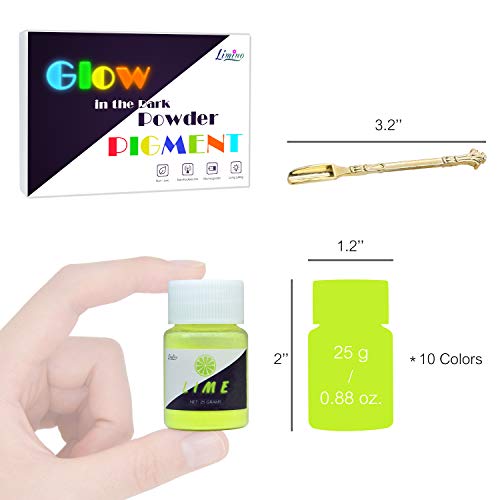 Glow in The Dark Pigment Powder - 10 Color Epoxy Resin Color Pigment Dyes for Adult Hobby - Luminous Skin Safe Self Glowing for Acrylic Paint, Nail Art, Painting, DIY Crafts - 0.88oz Each