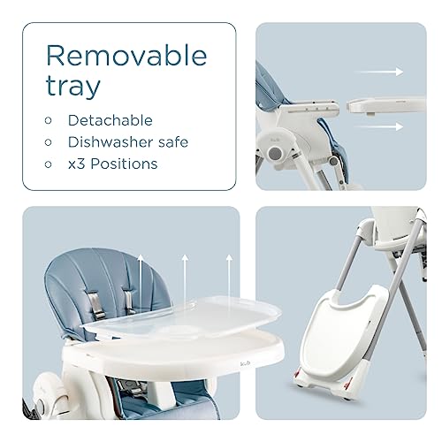 Küb 3-In-1 Foldable Baby High Chair (Blue) | Multifunctional Infant Highchair For Babies & Toddlers | Removable Seat & Tray For Easy Clean | 7 Height & 4 Recline Adjustable | 2 Locking Wheels | Safe #TOP5