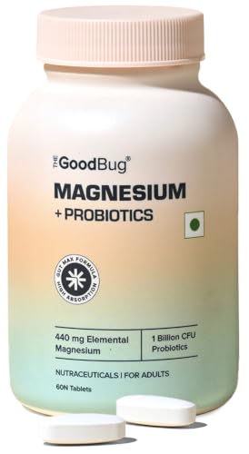 The Good Bug Magnesium Bisglycinate Tablets with Probiotics | 440mg Elemental Magnesium | Highly Bioavailable Form | Supports Muscle Recovery, Deep Sleep & Gut Health | 60 Tablets