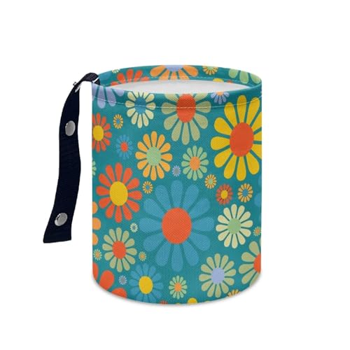 Image of Hippie Flower Car Trash Can for Car Trash Bag Bin Hanging Automotive Car Garbage Cans Leak-Proof Car Organizer Vehicle Trash Can