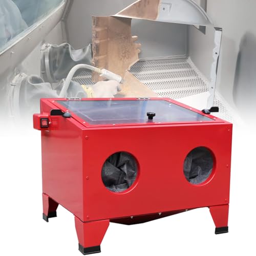 vnmudzeo 24 Gal Mini Box Type Sand Blasting Kits,for Construction,Automotive Maintain,Professional Abrasive Sandblasting Cabinet Led,Dust and Sand Separation