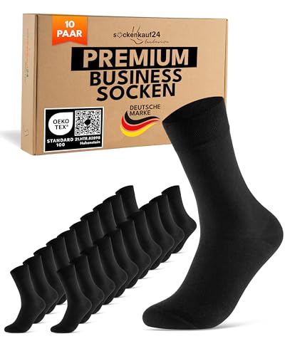 10 Paar Socken Herren 43-46 Schwarz Baumwolle Business Socken Atmungsaktive Herrensocken (Schwarz 43-46)