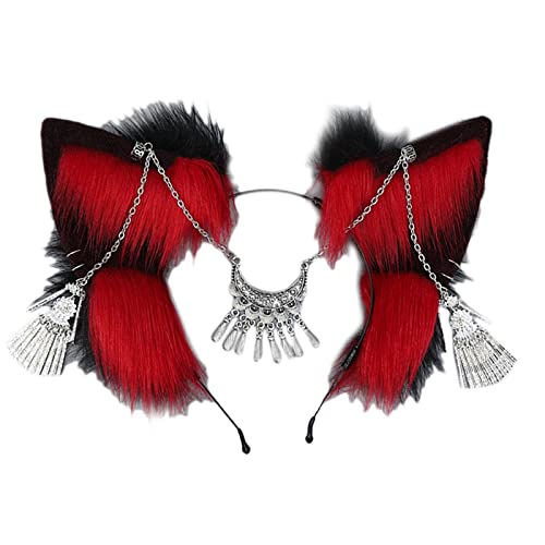 Serre-tête oreille de renard avec chaîne frontale pour cosplay et fête
