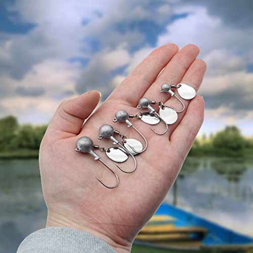 Lfemro 20Pcs Jig Heads Freshwater Fishing Lures Jig Round Ball Fishing Hooks Fishing Spoons Fishing Spinner Blades Bait For Crappie Bass Trout Walleye Fishing (2.8G&4.5G&5.5G&8G&10G) #TOP4