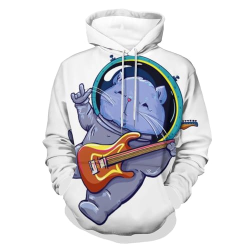 Sweatshirt pull pour homme femme motif chat de l'espace sweat à capuche manche longue