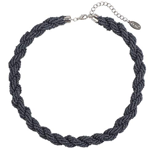 Bocar Fashion Seed Beads Statement Collar Necklace for Women (NK-10408) (Deep grey)