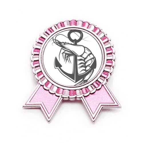Broche marine crevette rose métal M pour relooker un vêtement terne