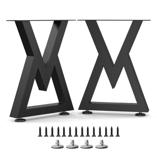 SNYXXOZ 16-Inch Metal Coffee Table Legs, Heavy-Duty Wrought Iron Office Desk Legs, Suitable for DIY Furniture,Dining Tables,Side Tables, Chairs, Desks, Benches,Capacity of 800 Lbs. Set of 2(v-Shape)