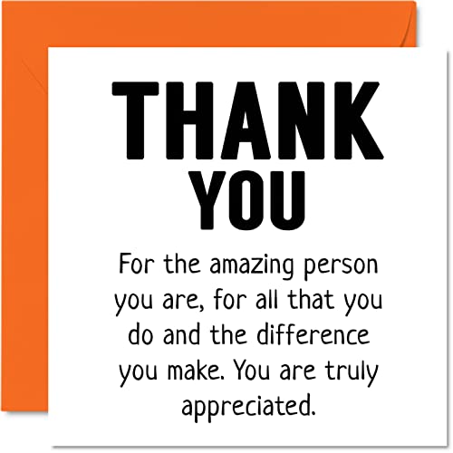 Thank You Cards - Amazing Person All You Do Truly Appreciated - Thankyou Cards for Him Her Men Women, Heartfelt Appreciation Card, 145mm x 145mm Thank You So Much Greeting Cards for Gifts