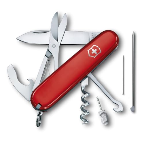 Victorinox Schweizer Taschenmesser Compact, 15 Funktionen, Swiss Made, Multitool Inkl. Klinge, Mini-Schraubendreher, Kapselheber, Rot