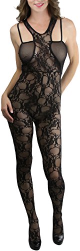Image of ToBeInStyle Women's Assorted Bodystocking Sheer Opaque or Fishnet Crotchless Lingerie Bodysuit