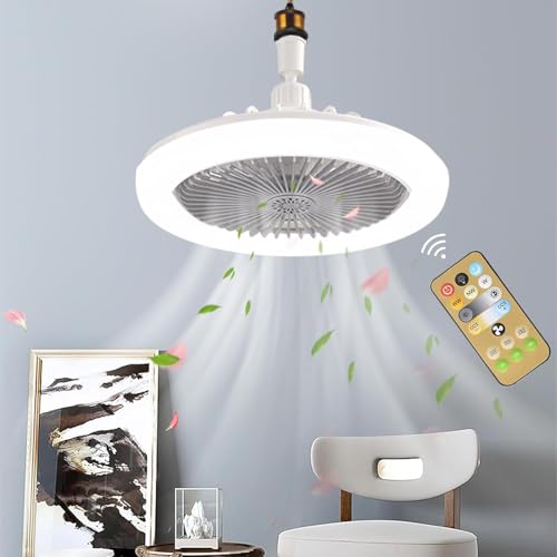 Image of Remote Control 30W Ceiling Fans with Lights, 3000-6500K 3 Color 3 Speeds Dimmable LED Ceiling Fan Light E27 Socket,Fan Lights Ceiling for Living Room,Dining Room,Bedroom,Office