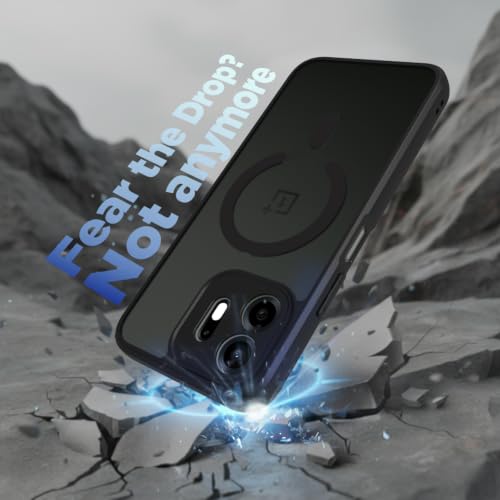 Image of RIGGEAR Shockproof Sleek Hybrid Armor Magnetic Back Cover Case Compatible with MagSafe Accessories for OnePlus N6 5G (Smoke Black Matte PC + Black TPU Bumper)