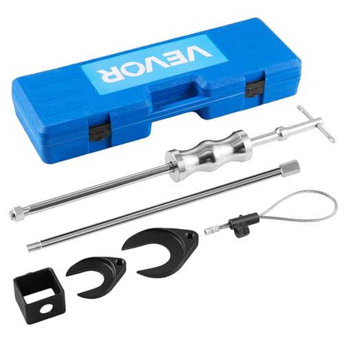 VEVOR Inner CV Axle Puller Tool Set with 5/8 in-18 Slide Hammer & 2-Inch 2.5-Inch CV Joint Fork Adapter Inner CV Joint Removal Tool Kit Heavy Duty Front Wheel Drive Axle Puller Slide Hammer Set