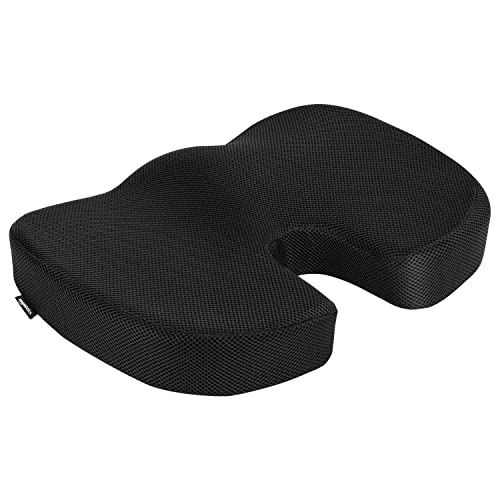 Image of Amazon Basics Comfortable Seat Cushion & Lumbar Support for Office Chairs, Memory Foam with Cooling Gel, Non-Slip, Black