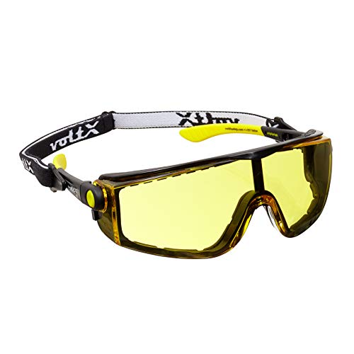 voltX 'QUAD' 4 in 1 YELLOW Lens Safety Glasses, with foam insert, removable headstrap, CE EN166f certified