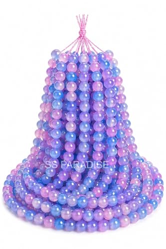 Image of SS Paradise 8mm Glass Beads (6 Colors 300 Pieces) for Jewellery Making | Round Loose Beads Strands for Necklace, (Set 4) Colour Subject to Availability !